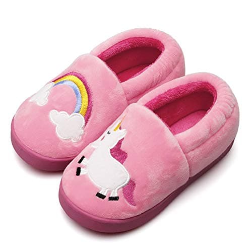 Plush Warm Slippers for Girls Boys Kids Toddlers Winter Fur Lined Indoor House Home Shoes 9-10 Toddler