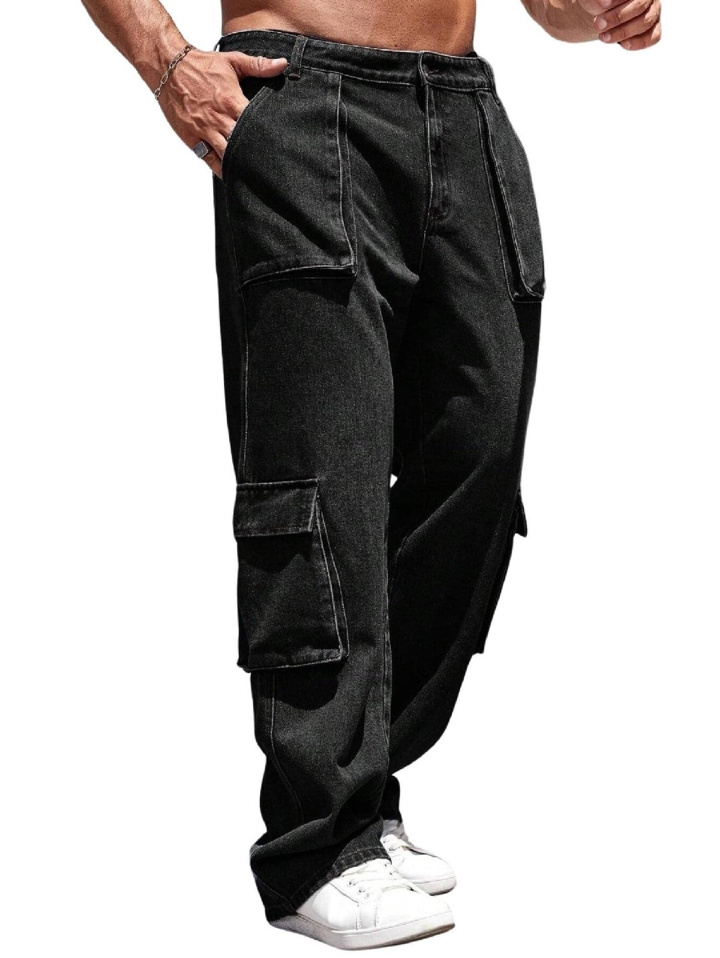 QNIM Men Jeans || Jeans for Men || Cargo Jeans (Q-10-11) (in, Numeric, 30, Black)