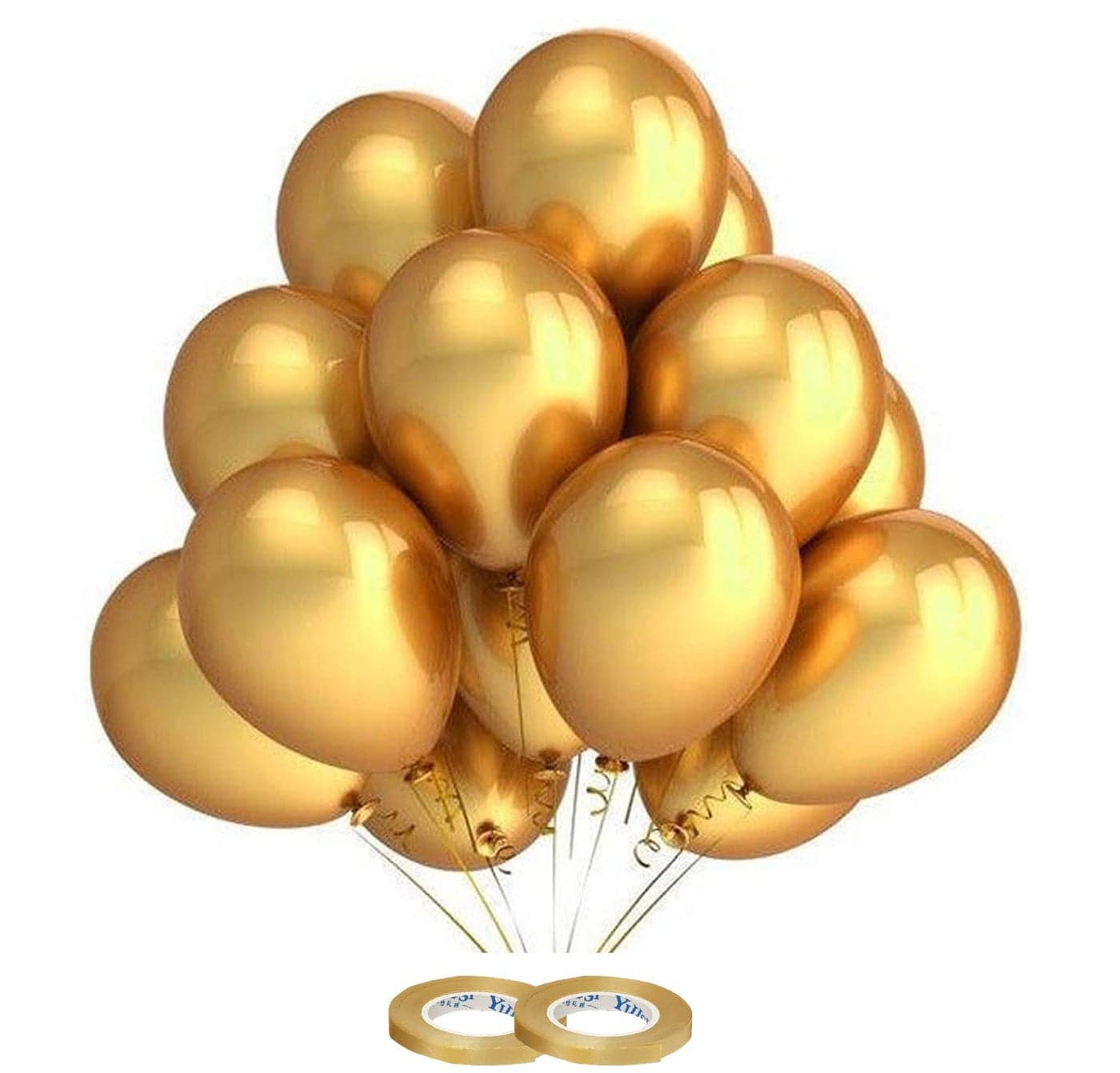 AMFIN 10 Inch Pack Of 50 Golden Metallic Balloons for Birthday Decoration Decoration for Weddings Engagement Baby Shower Decoration Items 1st Birthday Party Decoration Items Anniversary Party Bachelors Party Office Party Diwali New Year Party Christmas Decoration Item