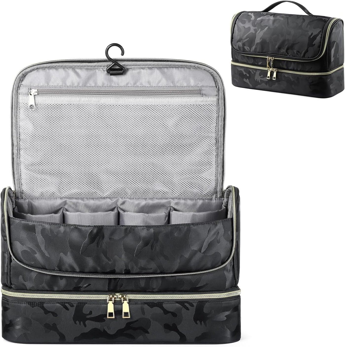 Double-Layer Travel Case for Dyson Airwrap, Shark Flexstyle Travel Carrying Case, Waterproof Portable Storage Bag for Dyson & Shark Hair Dryer/Styler/Airwrap/Attachments, Gift for Women (Camo Black)