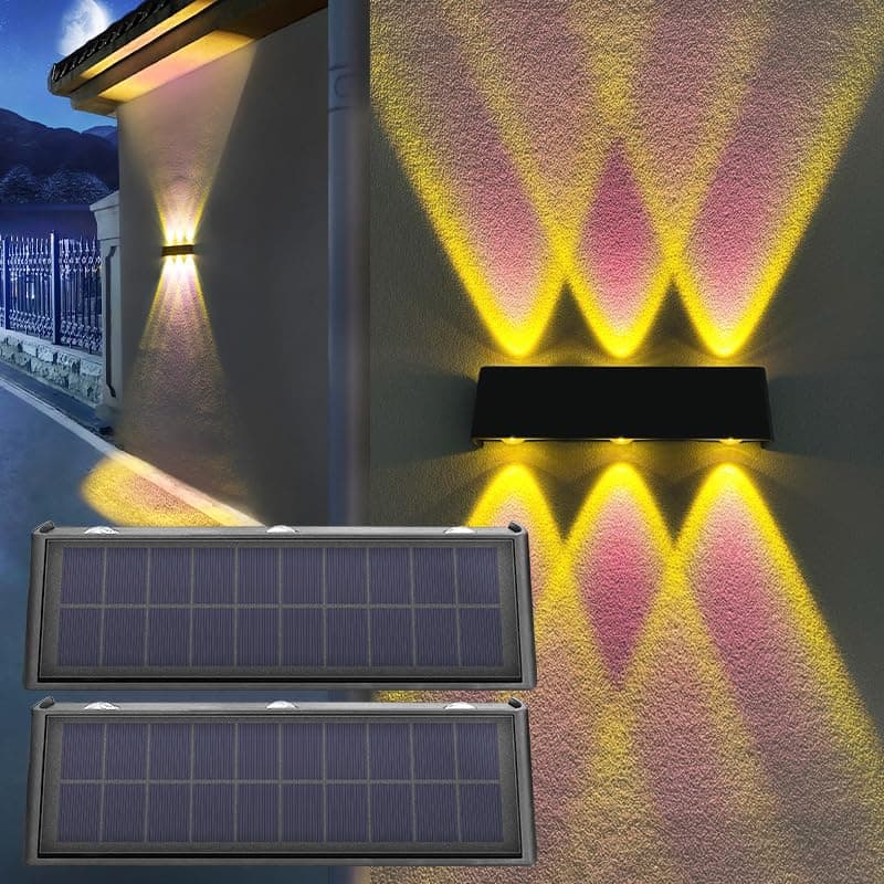 Mrzxy Solar Wall Lights Outdoor Waterproof Aluminum Up and Down LED Outdoor Solar Lights for Sign, Yard, Outside, Porch, Wall
