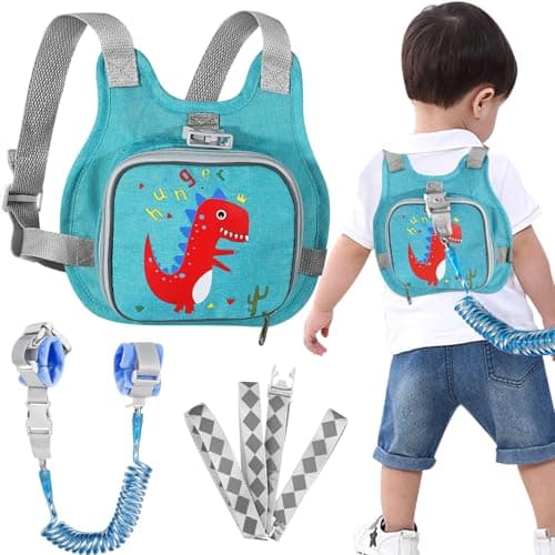 Toddler Harness Leash Anti Lost Wrist Link Accmor Dinosaur Baby Harnesses with Kids Leashes for Boys Cute Child Walking AntiLost Holder Bracelet Strap Tether for Outdoor Keep Kid Close Blue