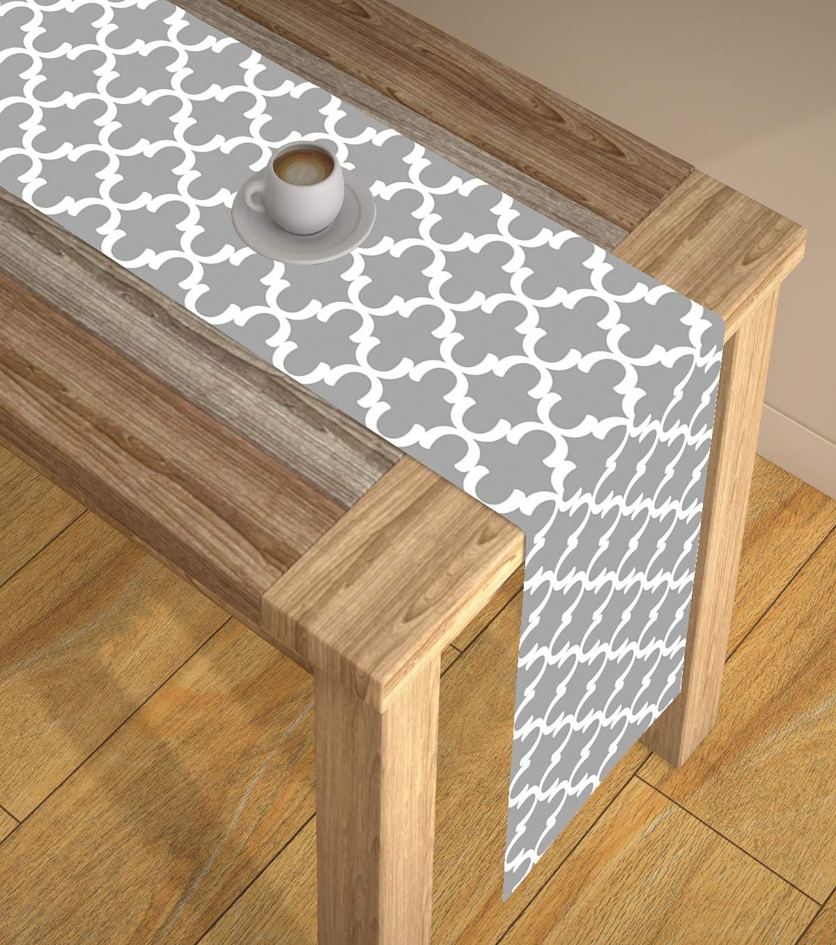 AEROHAVEN™ Abstract Multicolour HD Digital Modern 4 Seater Table Runner Cloth Cover - TR19 - (Grey, 13 x 60 Inch)