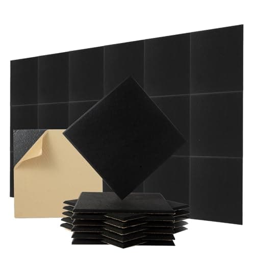 Durbles Acoustic Wall Panels Noise Cancelling Tiles for Home Studio Office Quality Sound Proofing Sound Proof Foam Panels for Walls Easy to Install Insulation Tiles 18 Pack Black