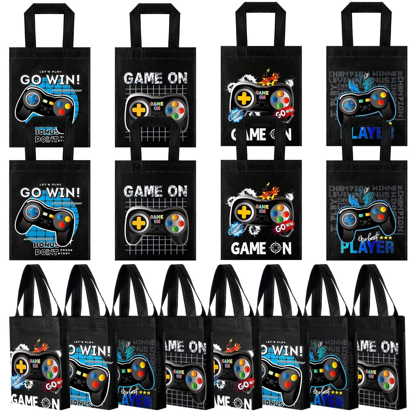 Ferraycle 24 Pcs Video Game Party Favor Bags Video Gaming Sweet Goody Candy Treat Gifts Bags for Kids Gamers Players Birthday Gaming Events Baby Shower Level up Supplies