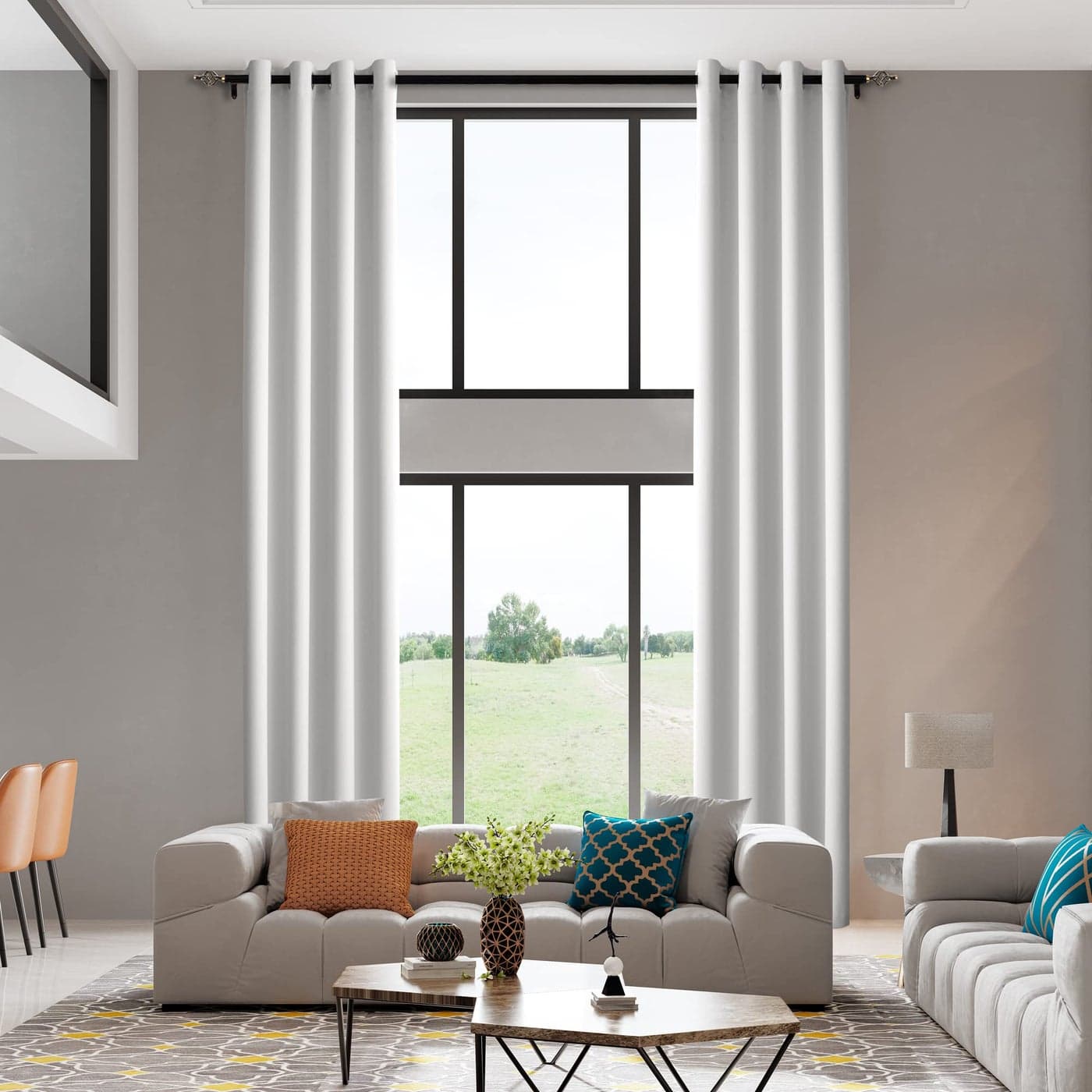 MAIHER Sunblock Extra Long Curtain Greyish White 2 Story Curtain Grommet Top 13ft Length Window Curtain Panel for Living Room High Ceiling 1 Panel 50 W x 156 L