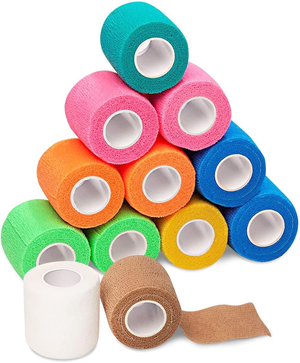 California Basics SelfAdhesive Medical Tape 2 inch Pack of 12 Cohesive Bandage Wrap Rolls Waterproof Athletic Tape Self Adhesive Medical Adhesive Bandage Wrap Vet Stretch Wrap