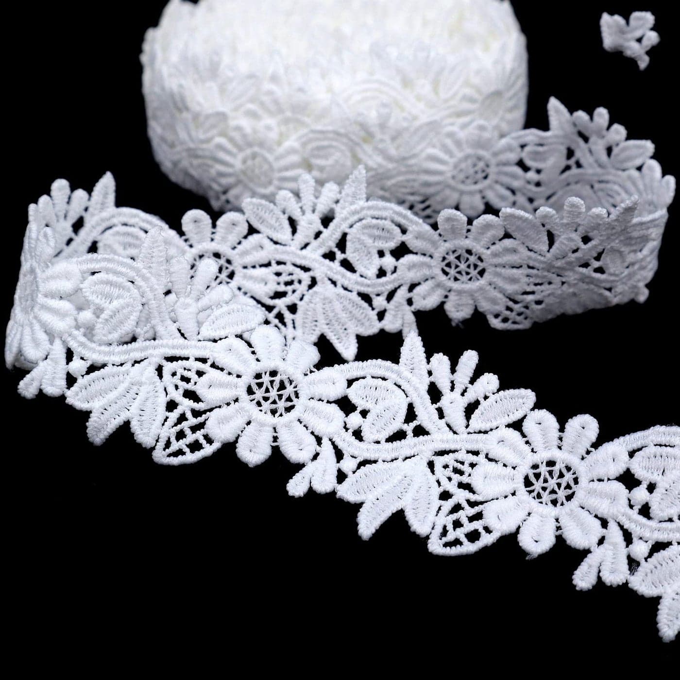 White Lace Trim 7 Yards Venise Lace Ribbon Embroidery Lace Trim Floral Craft Lace for Sewing DIY Crafts Costumes Gowns Home Decor