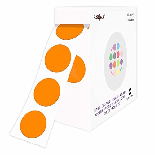 PARLAIM 3/4" Round Color-Coding Circle Dot Labels in Roll, 1000 Stickers, 0.75 inch for Family and Office, Orange