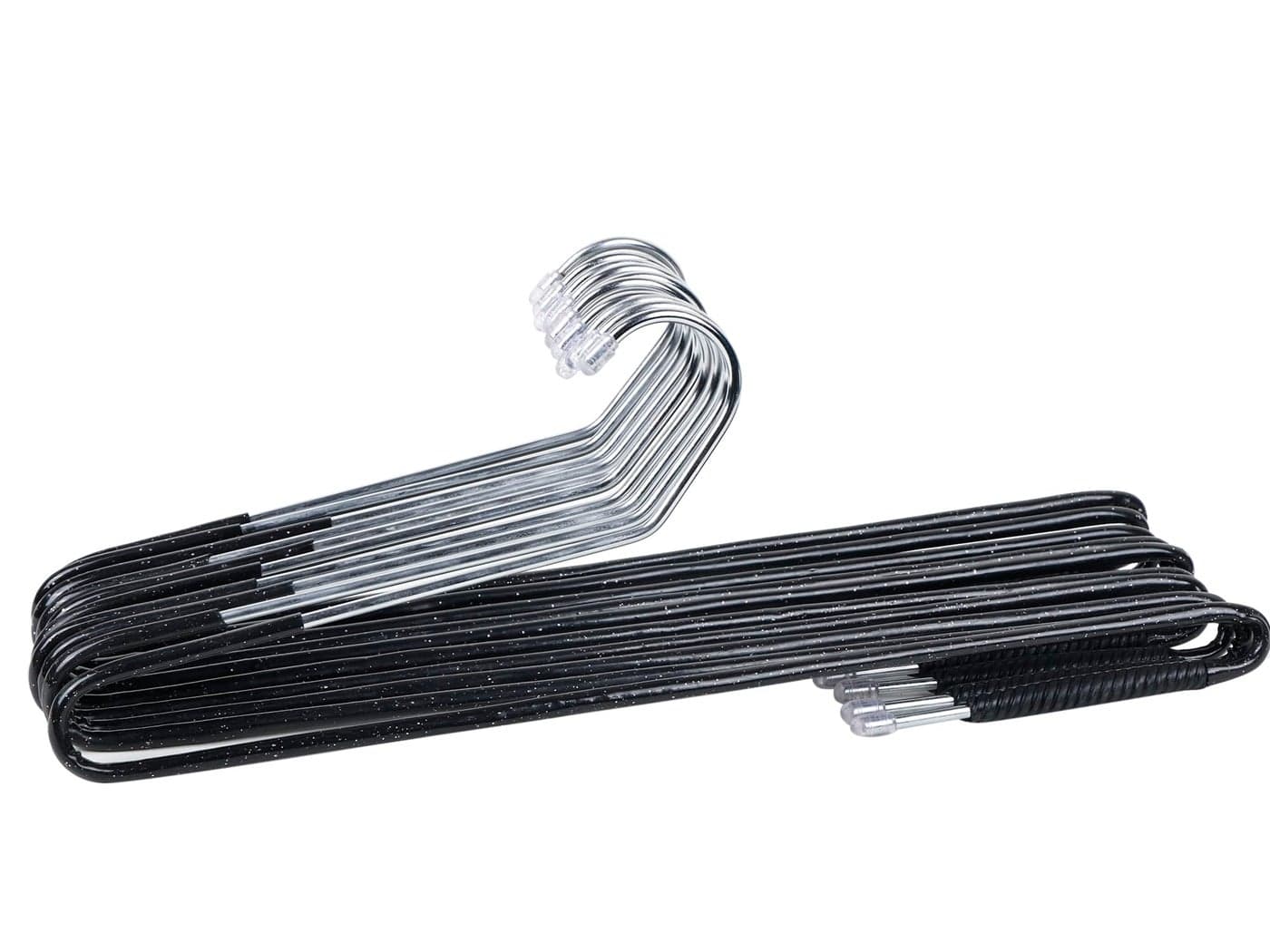 ROLLYWARE Premium Non-Slip Stainless Steel Hanger with Lockable Technology- for Saree, Pants, Trouser, Velvet, Scarfs and Other Clothes Black (10 Pieces-Black)