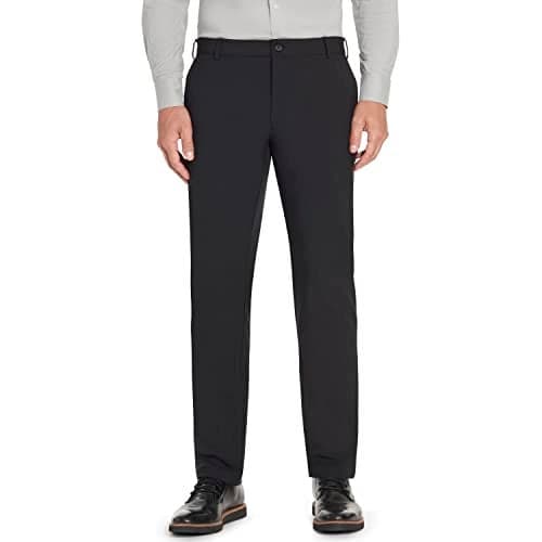 Van Heusen Men's Flex Straight Fit Flat Front Pant, Black, 30W x 30L