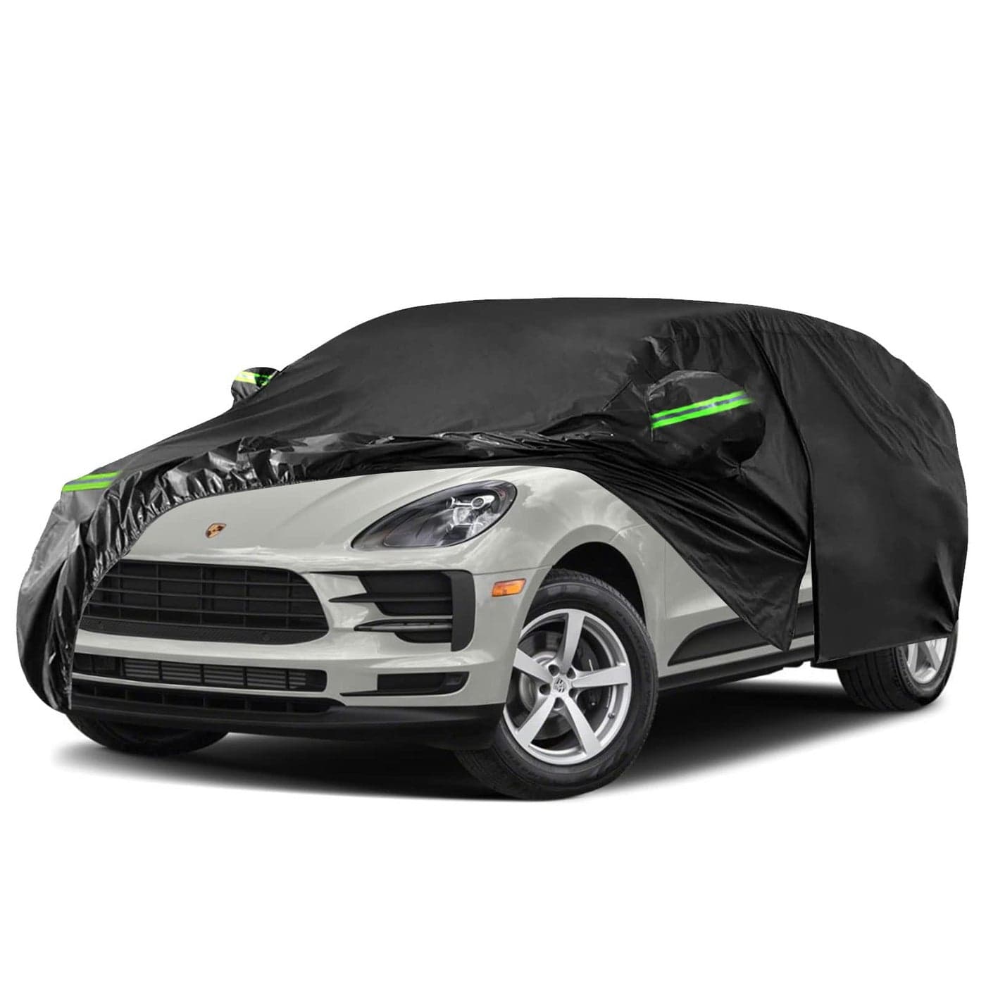 Waterproof Car Cover Replacement for 20142025 Porsche Macan 6 Layers All Weather Full Car Covers with Zipper Door Windproof Bands for Snow Rain Dust Hail Protection