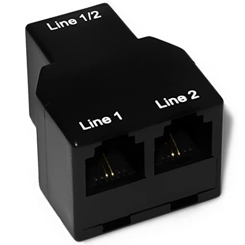 RetailAndBulk Dual Telephone Line Separator/Combiner 3-Female RJ11 Jack Adapter for 2 Line Phone Cable (Black, 2 Line Phone Splitter)
