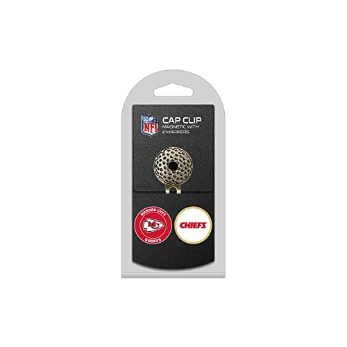 Team Golf NFL Kansas City Chiefs Cap Clip With 2 Golf Ball Markers Golf Cap Clip with 2 Removable Double-Sided Enamel Magnetic Ball Markers, Attaches Easily to Hats
