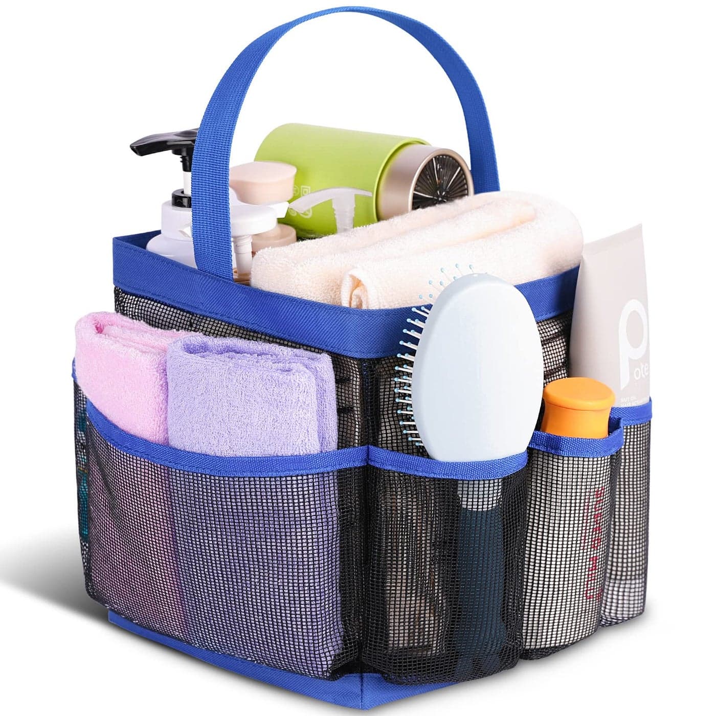 EUDELE Mesh Shower Caddy Portable for College Dorm Room EssentialsPortable Shower Caddy Dorm with 8Pocket Large CapacityShower Bag for BeachSwimmingGymBlue