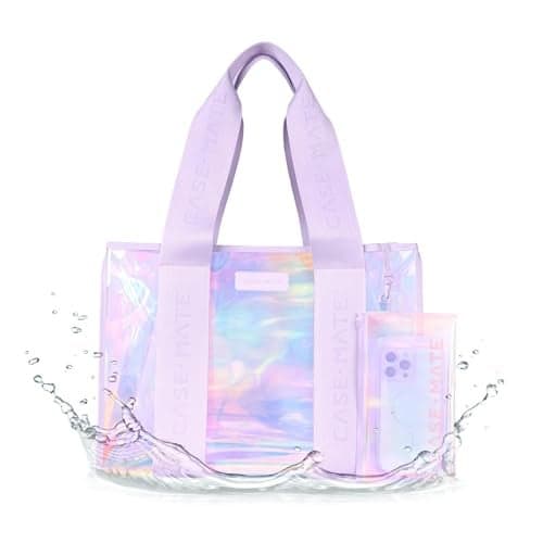 CaseMate Official Soap Bubble Jelly Tote Iridescent Tote Bag with Phone Pouch for Women Waterproof TipProof Foldable Washable Handbag for Everyday Use Travel Pool Vacation Large