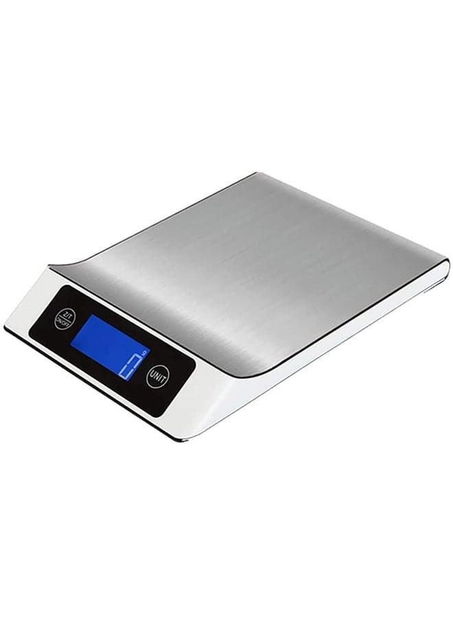 Touch on Digital Kitchen Scale With LCD Blue Backlit White/Silver 245x168x28mm