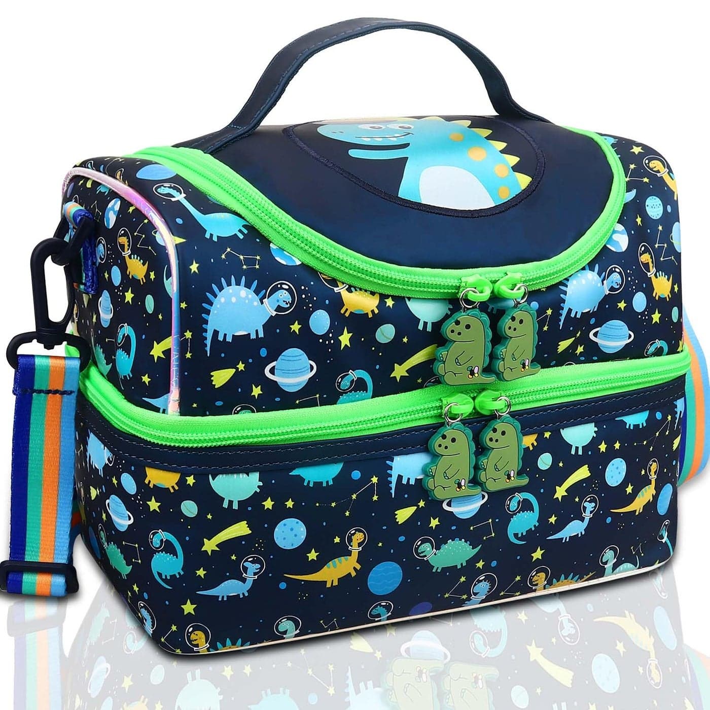 RHCPFOVR Kids Lunch Bag Double Decker Cooler Insulated Lunch Box for Boys GirlsWashable Lunch Bag with Strap and Reusable Toddler Lunchbox for School and Daycare
