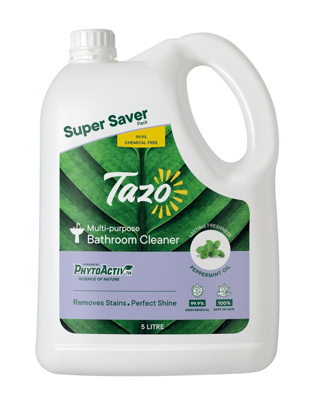 Tazo Multi-purpose Bathroom Cleaner (500ML, Pack of 2), Biodegradable & Plant Powered Bathroom Disinfectant Liquid, Removes Hard Stains, Grime & Soap Scum, Kills 99.99% Germs, Safe On Skin
