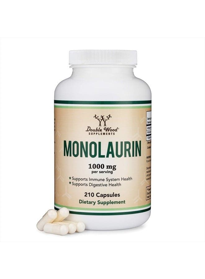 Monolaurin Immune Support Supplement 1,000mg per Serving, 210 Capsules (Vegan Safe, Non-GMO, Gluten Free, Manufactured in The USA) Immune Booster for Adults, Immune System Defense by Double Wood