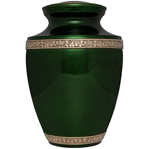 Liliane Memorials Green Funeral Urn Cremation Urn for Human Ashes Hand Made in Brass Suitable for Cemetery Burial or Niche Large Size fits remains of Adults up to 200 lbs Torino Model