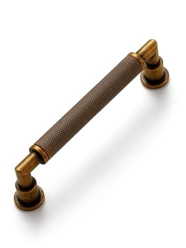 JIASENBAO 10 Pack Antique Brass Cabinet Pulls 375 Hole Center Knurled Vintage Drawer Pulls Bathroom Dresser Handles Hardware Bar Zinc Alloy