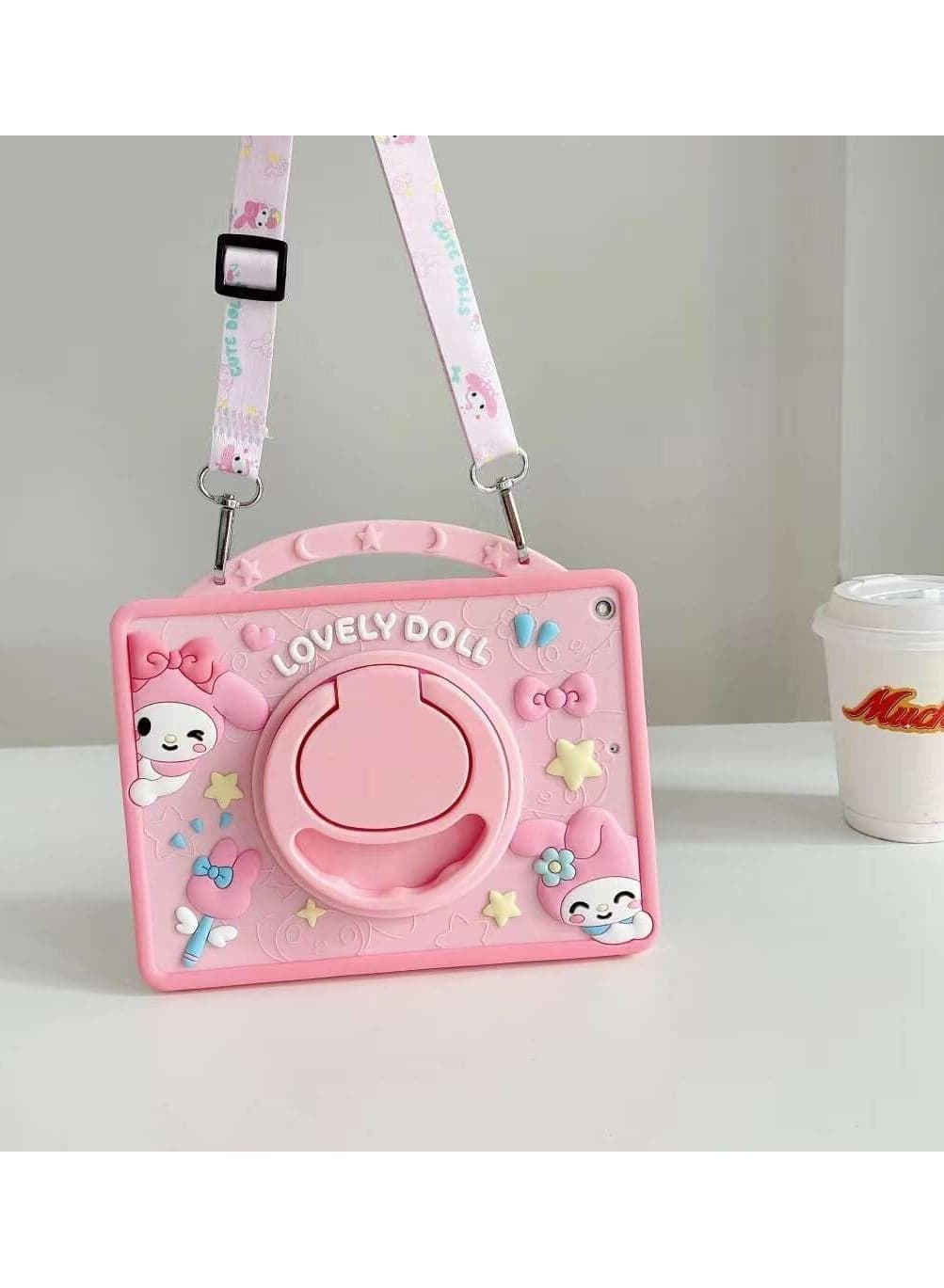 Compatible with Samsung Galaxy Tab A9 plus Case : with Pencil Holder Shoulder Strap, Soft Silicone Multi-Angle Kids Cover for (pink)