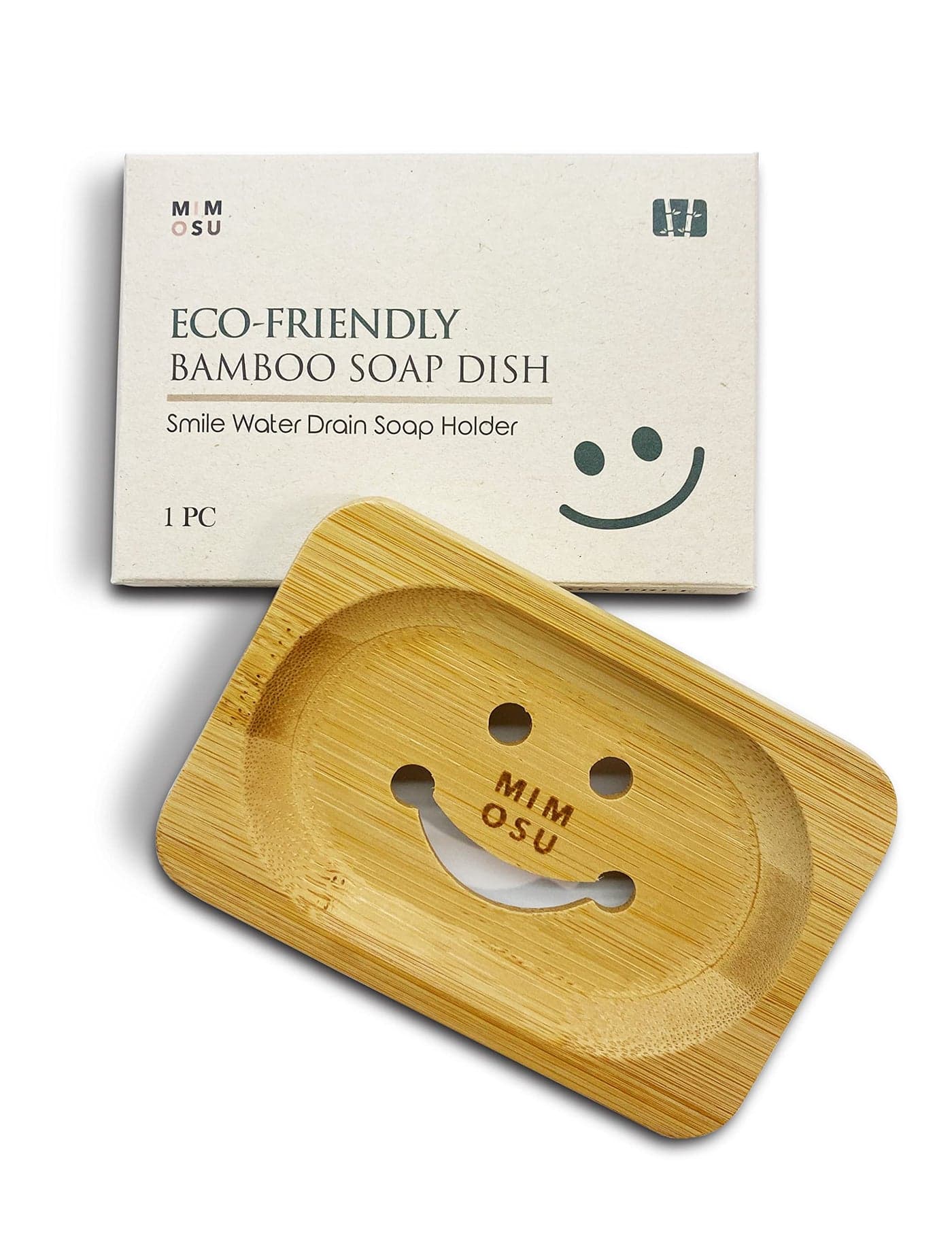 mimosu Bamboo Soap Dish with Drain Wooden Holder for Shampoo Bars EcoFriendly Bathroom Tray Zero Waste