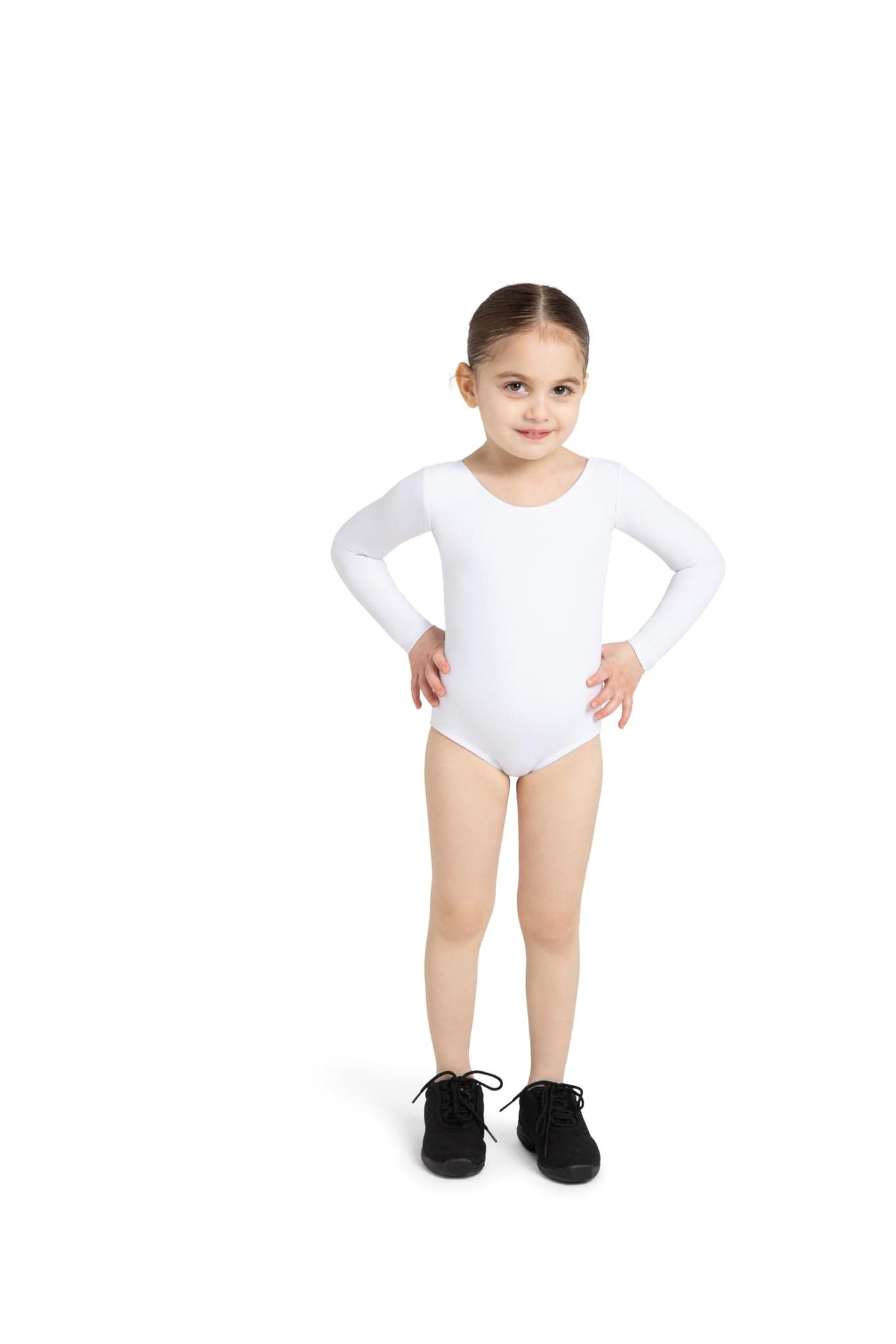 Capezio girls Team Basic Long Sleeve athletic leotards, White, 8 10 US