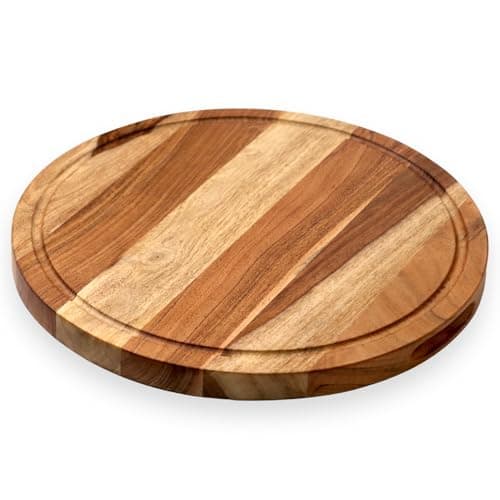 Vesta Homes Large Wooden Round Chopping Board, Cutting/Serving Board, Charcuterie, and Cheese Board for Kitchen | Natural Acacia Wood | 15 * 15 * 1 Inches | Handcrafted in India