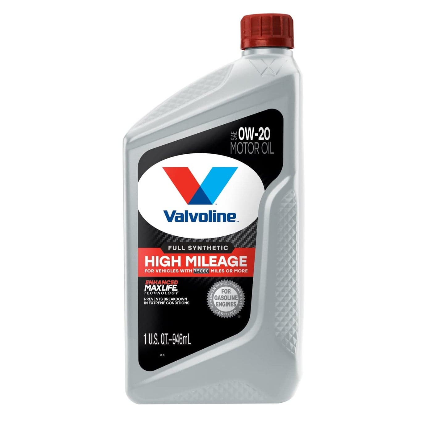 Valvoline Full Synthetic High Mileage with MaxLife Technology SAE 0W20 Motor Oil 1 QT Packaging May Vary