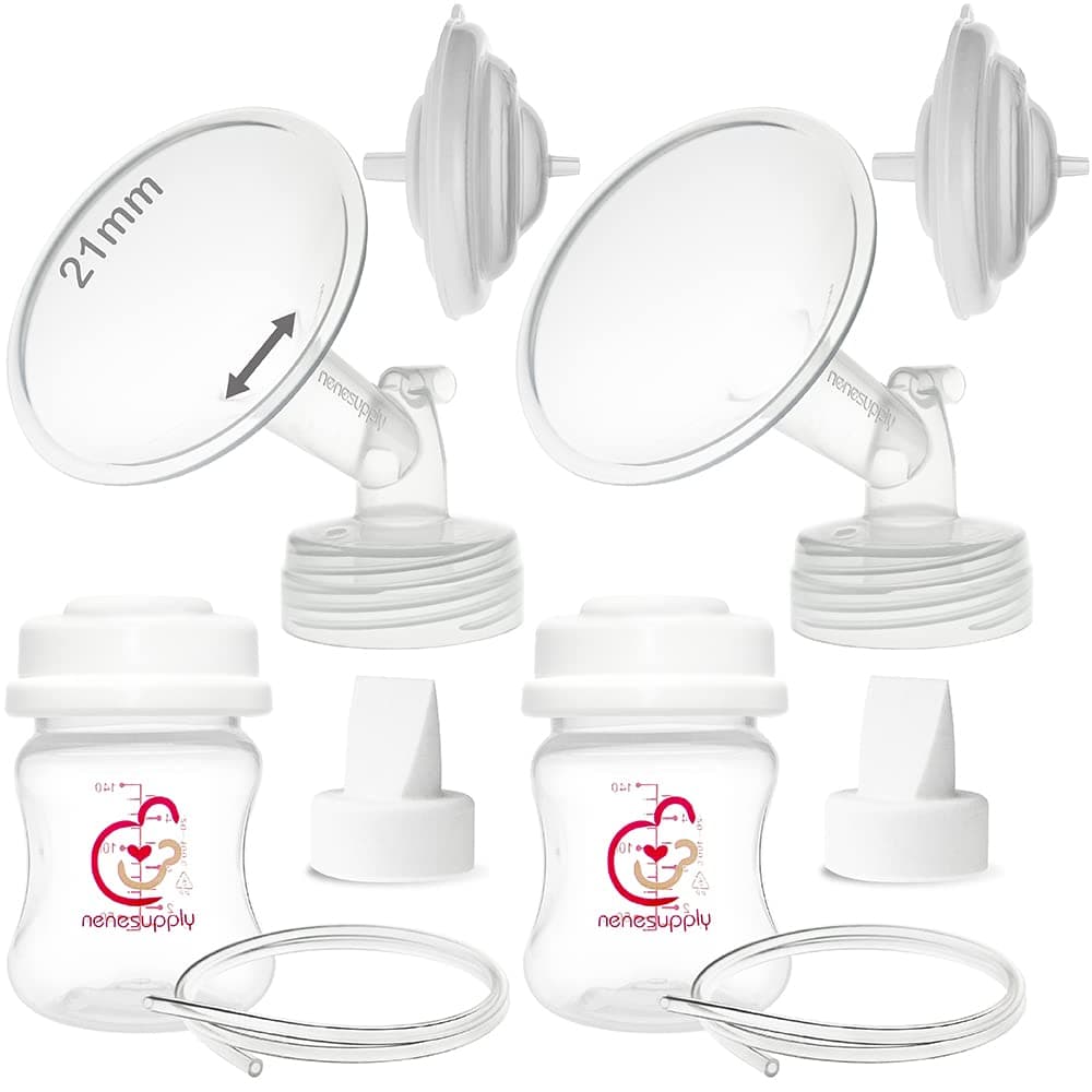 Nenesupply Pump Parts Compatible with Spectra S2 S1 9 Plus Breast Pump to Replace Spectra Pump Parts S2 Accessories Flange 21mm Duckbill Valve Tubing Bottles Backflow Protector