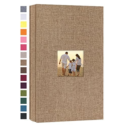 potricher Small Photo Album 4x6 300 Photos Linen Cover Picture Photo Book for Family Wedding Anniversary Baby Vacation (Khaki,300 Pockets)