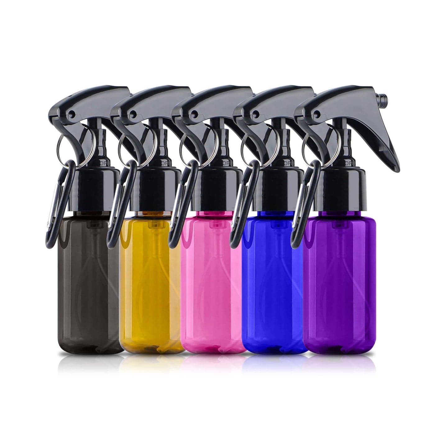 TANSHINE Small Spray Bottle 50ml Travel Size Mini Fine Mist Water Spray Bottles Portable Hand Sanitiser Alcohol Spray Bottle Plastic Refillable Empty Face Mister Spray Bottles with Clip 5pcs