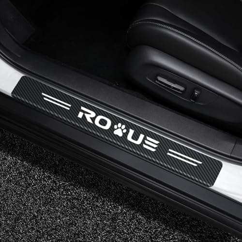 MAXDOOL 4Pcs Car Door Sill Protector Reflective 4D Carbon Fiber Sticker Decoration Door Entry Guard Door Sill Scuff Plate Stickers Accessories for Rogue White