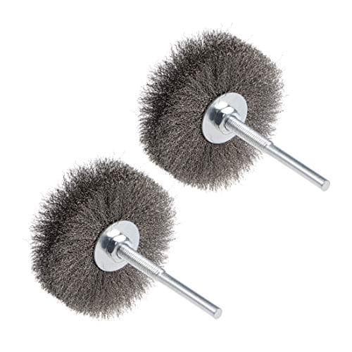uxcell Wire Wheel Brush with Shank Bench Stainless Steel Crimped 3.35-Inch Wheel Dia for Removing Rust Polishing Metals 2 Pcs