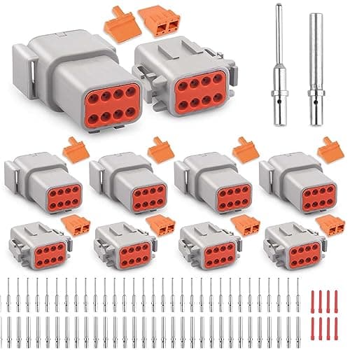 JRready Deutsch DTM 8 Pin Connectors 4 Kits Waterproof Electrical Wire Connectors with Size 20 Solid Contacts 2022AWG ST63308 Deutsch DTM Automotive Connectors Kit for Car TruckMarine