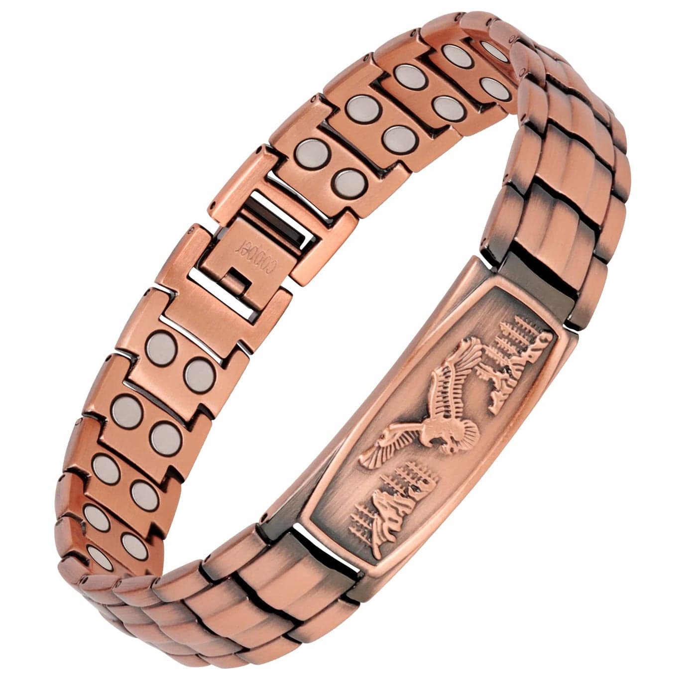 Feraco Copper Bracelet for Men-Magnetic Bracelets 99.99% Pure Copper Jewelry Gift with Adjustable Sizing Tool, Magnetic Field Therapy Jewelry with Eagle Pattern
