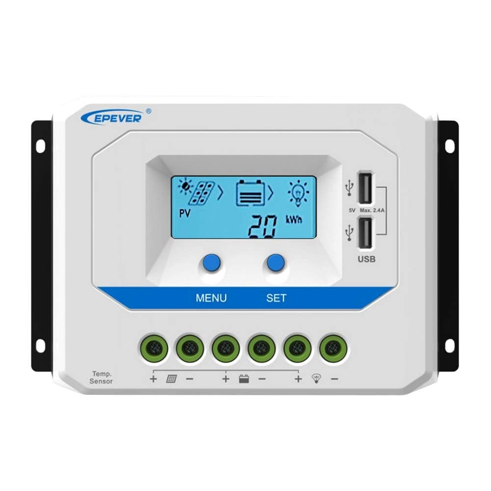 EPEVER 30A Solar Charge Controller 12V24V Auto Working PWM Solar Panel Charge Regulator with LCD Display and Powerful Dual USB Output