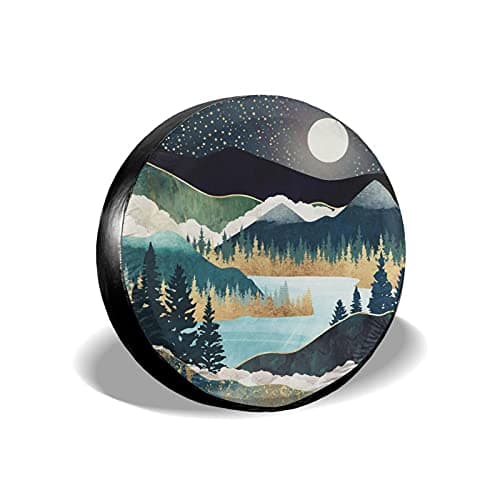 Mountains Nature Scenery Spare Tire Cover Star Lake Landscape Wheel Protectors Weatherproof Wheel Covers Universal Fit for Trailer Rv SUV Truck Camper Travel Trailers 17"