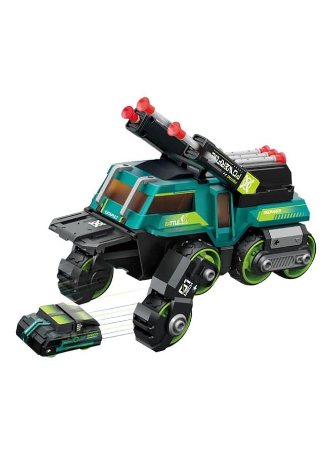 3-in-1 Die-Cast Pull Back Catapult Tank with Ejecting Cars, Lights & Music – Kids Military Toy Vehicle