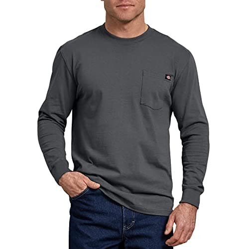 Dickies Mens Big & Tall Long-Sleeve Heavyweight Crew-Neck T-Shirt,Charcoal,X-Large