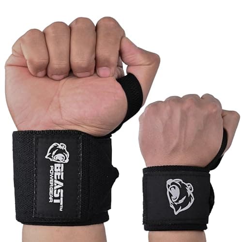 Beastpowergear Wrist Wraps |Competition Grade|18 Inch Professional Quality Provides Additional Wrist Support During Weightlifting, Powerlifting, Strength Training. (Solid Black, 18")