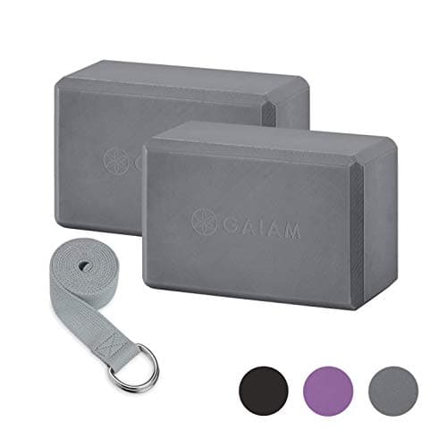 Gaiam Yoga Block & Yoga Strap Combo Set - Yoga Block with Strap, Pilates & Yoga Props to Help Extend & Deepen Stretches, Yoga Kit for Stability, Balance & Optimal Alignment, 2
