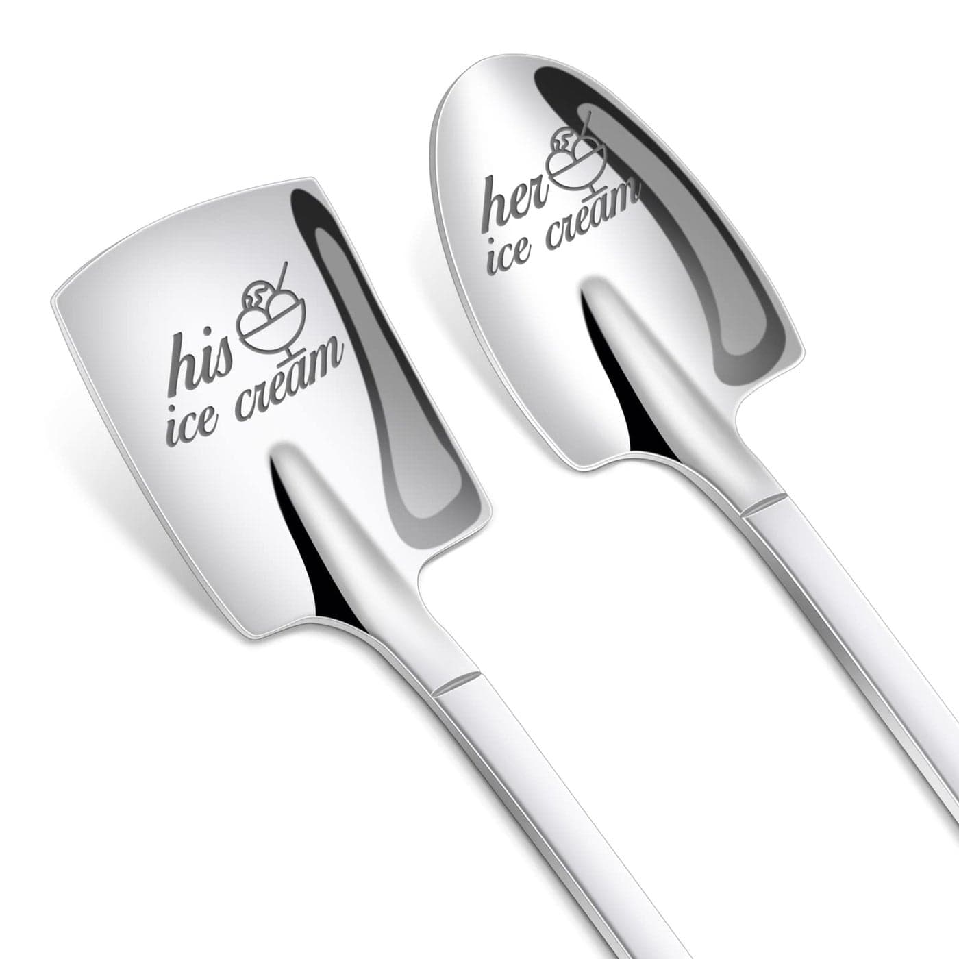 PRSTENLY Gifts for Him Her 2 Pcs His and Hers Ice Cream Spoons Boyfriend Girlfriend Couples Gift Ideas Wedding Anniversary Engagement Birthday Graduation Gifts for Her Him Husband Wife Couple