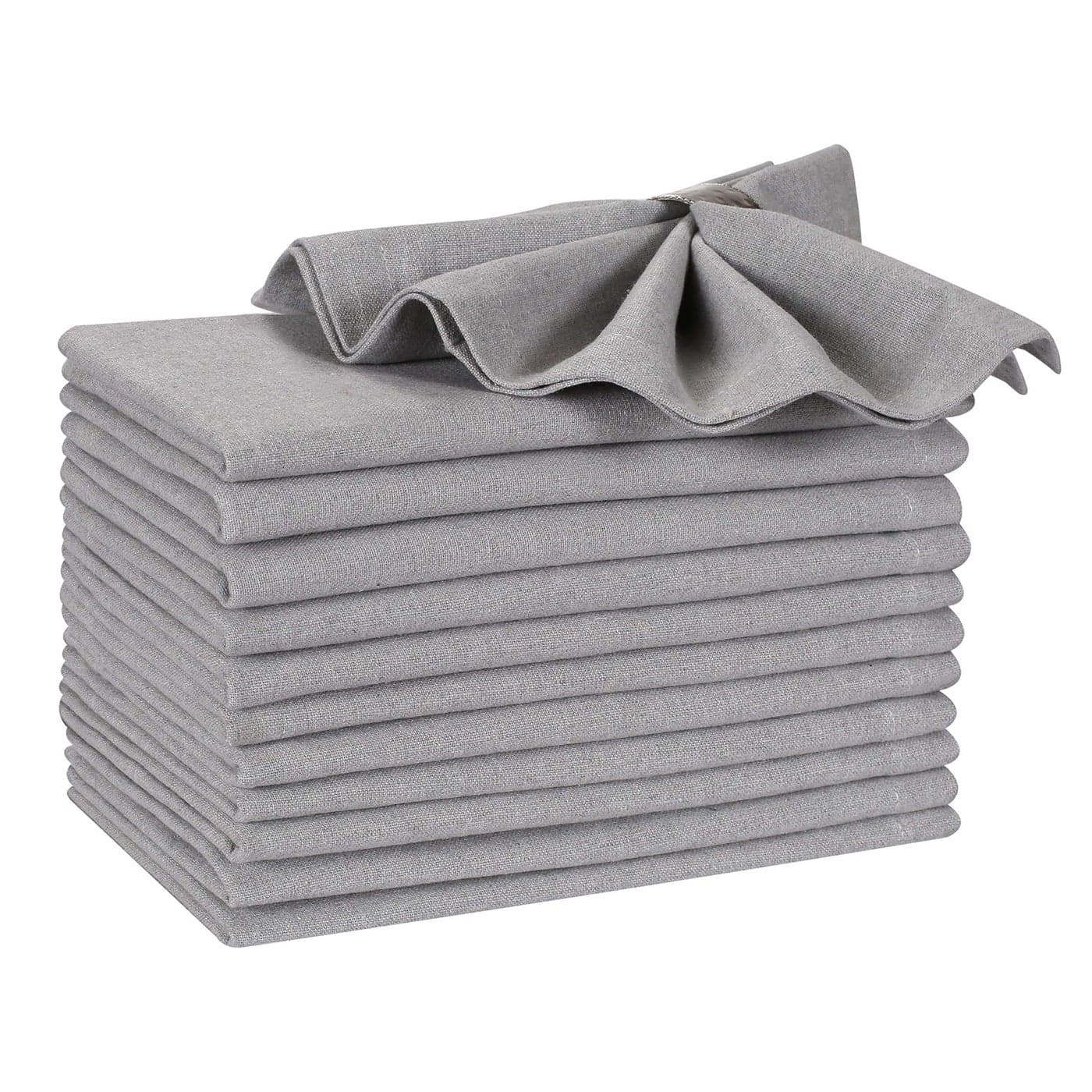 Hausattire Reusable Napkins Cloth Washable 100 Cotton 18x18 Inch Dinner NapkinsTable Napkin for Thanksgiving Decor Set of 12 Cloth Napkin for Home Banquet Wedding Grey