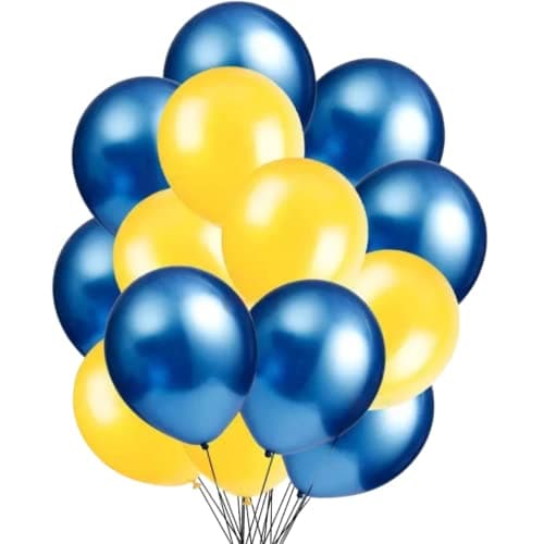 Flyloons Blue Yellow Balloons for Birthday decoration party celebration Haldi Pack of 30
