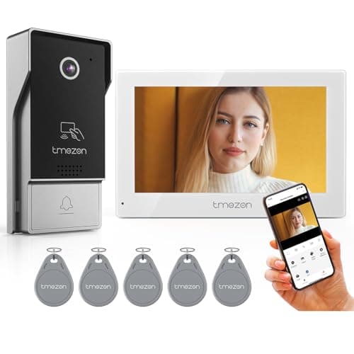 TMEZON Wired Video Intercom System, 7 Inches Video Doorbell Camera with Monitor, Wired Video Door Phone HD Camera Kits Support Unlock, Monitoring, Dual-Way Intercom for Villa Home Office Apartment