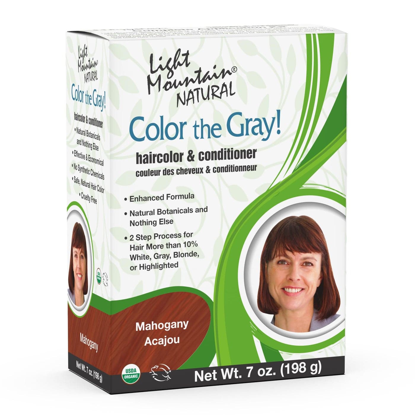 Light Mountain Henna Hair Color Conditioner Color the Gray Mahogany 2Step ChemicalFree SemiPermanent for White Gray Blonde Hair 4 Clips