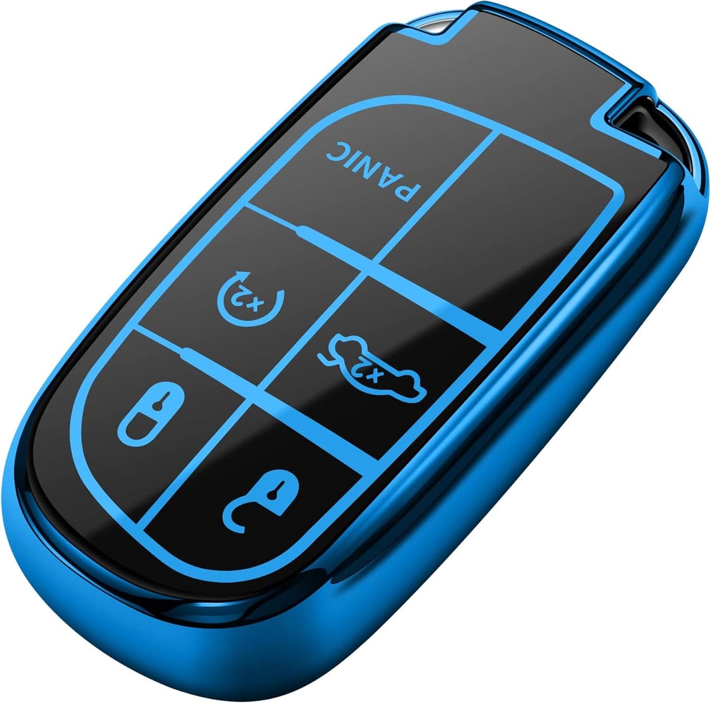 Tukellen Soft TPU Key Fob Cover for Jeep and Chrysler Models - Blue